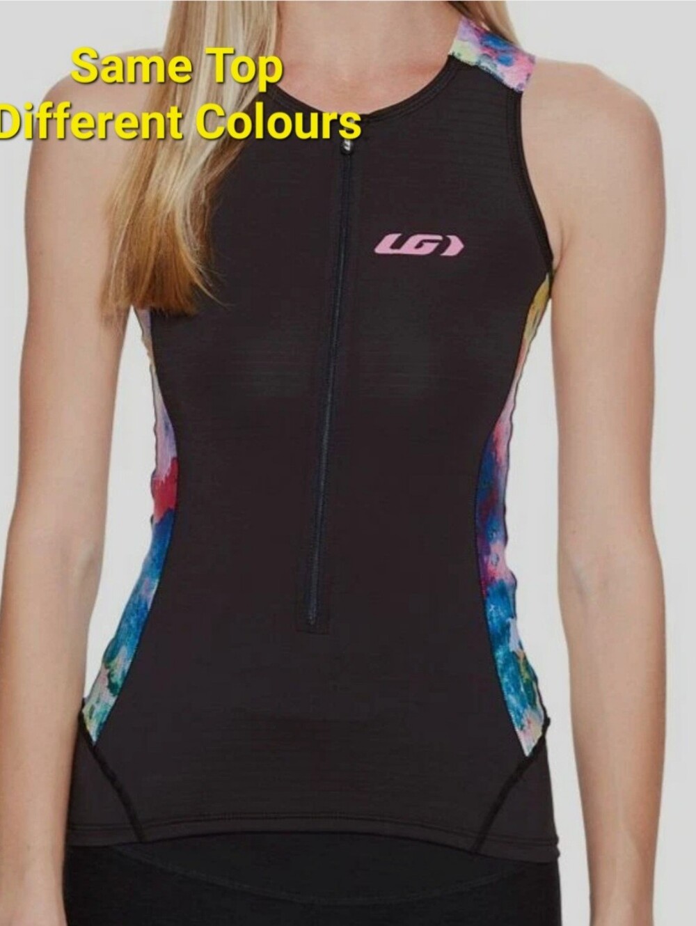 Louis Garneau Women's Colourful Pro Carbon Triathlon Sleeveless Tank Top Sz Med